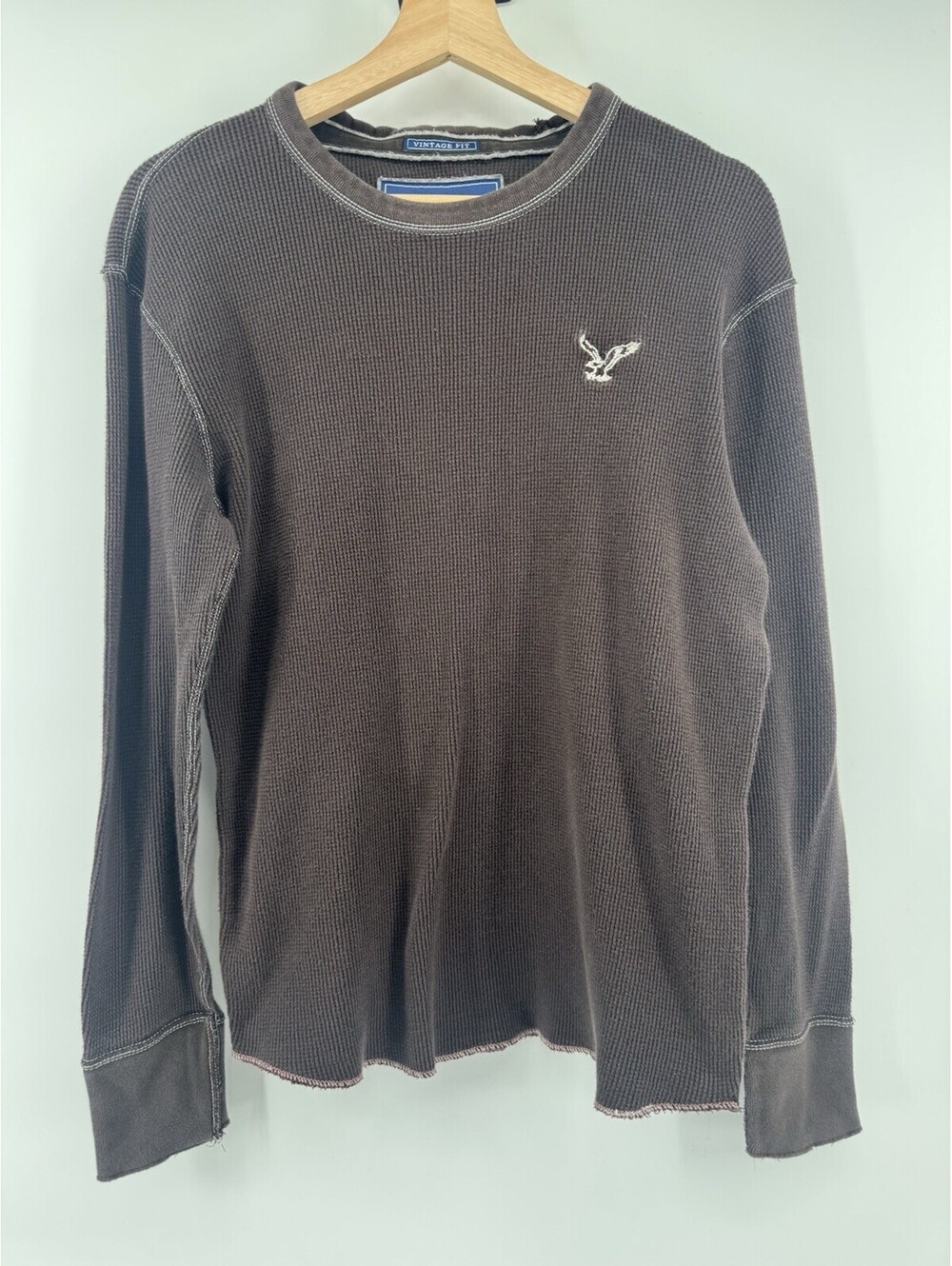 Vintage Y2K American Eagle Waffle Knit Long Sleeve Size M